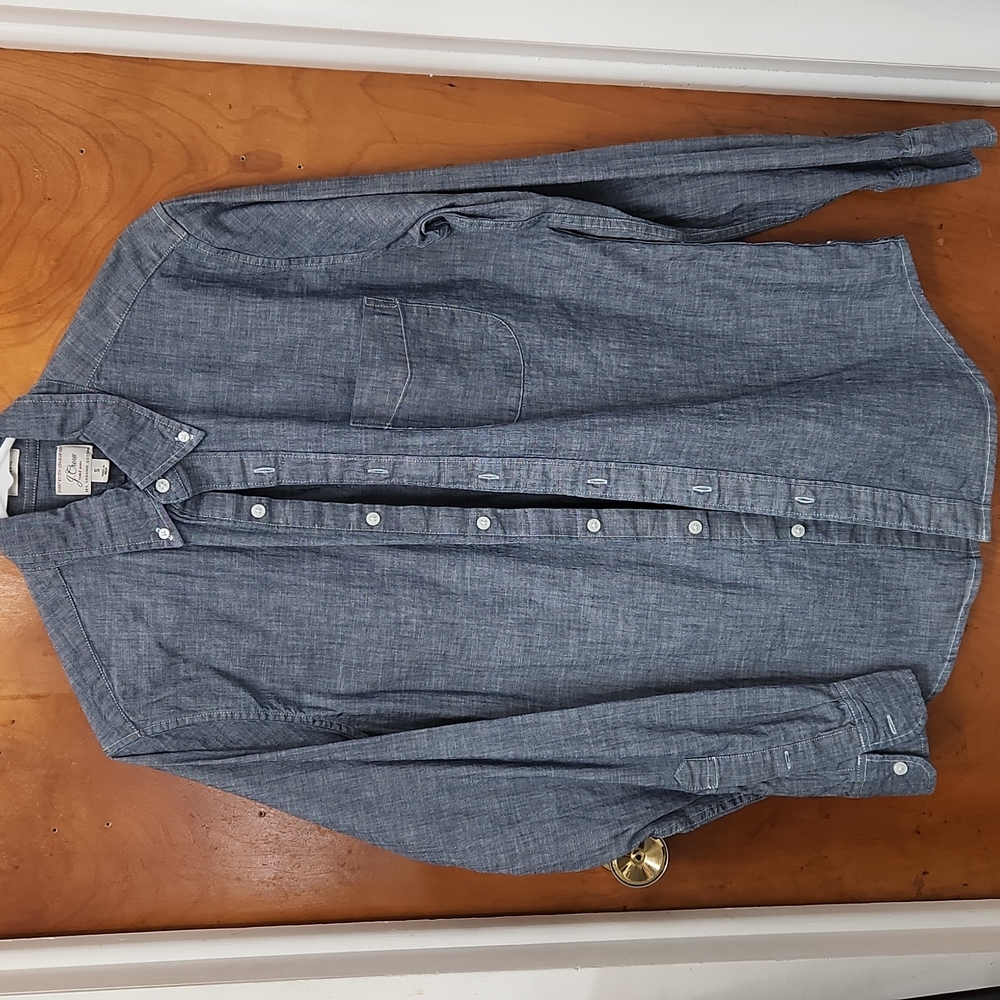 Size small J Crew long sleeve lightweight button up blue jean colored shirt
